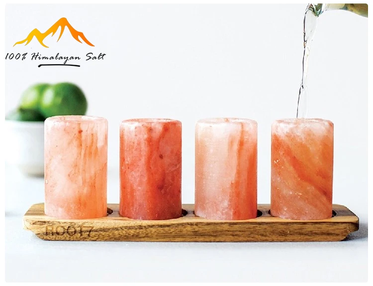 Hand Caved Pink crystal Himalayan rick salt shot glasses for Tequila