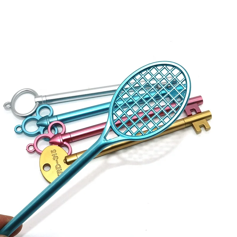Creative student stationery gel pen golden key shape neutral pen Tennis racket gel pen