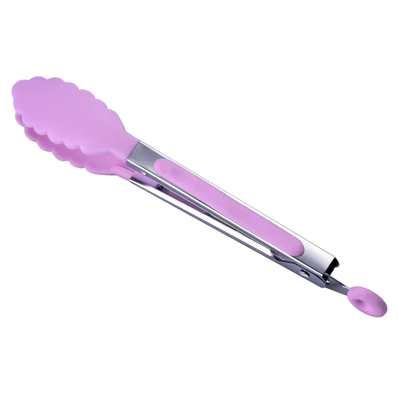 Silicone nylon food tongs stainless steel silicone 8-inch Yangjiang factory direct