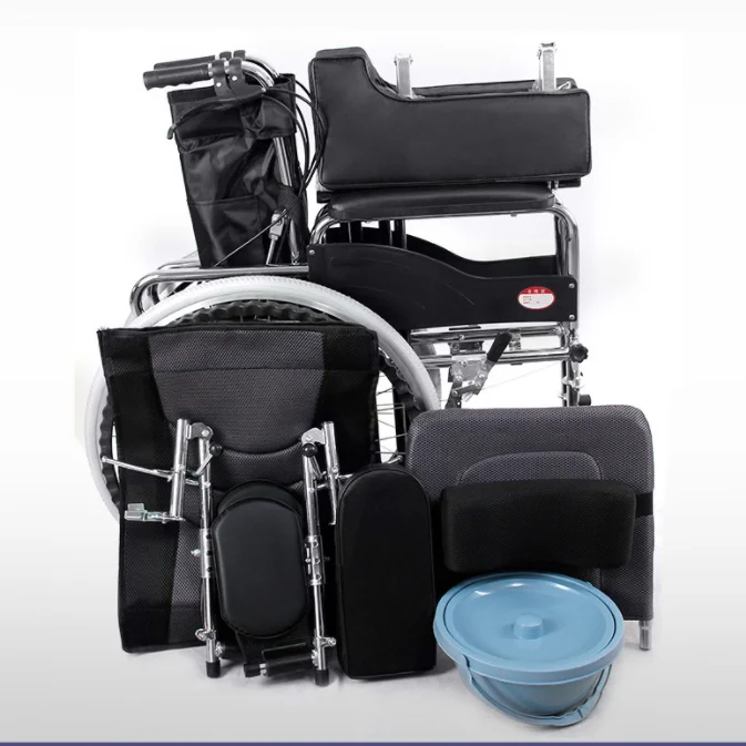 Hot sell cheap price oxford hospital elder disable care steel foldable wheelchair lightweight manual wheelchair