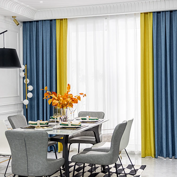 Wholesale pure color  style polyester gauze  linen curtains