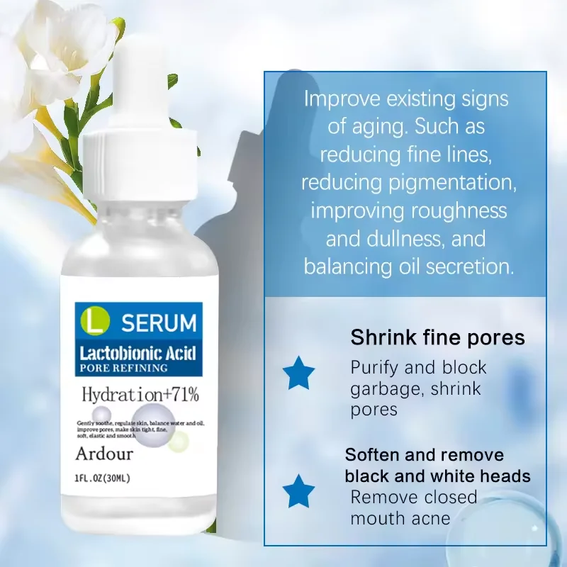 Shrink Pore Essence Facial Repair Moisturizing Fruit Acid Ceramide Skin Care Products Lactobionic Acid Serum