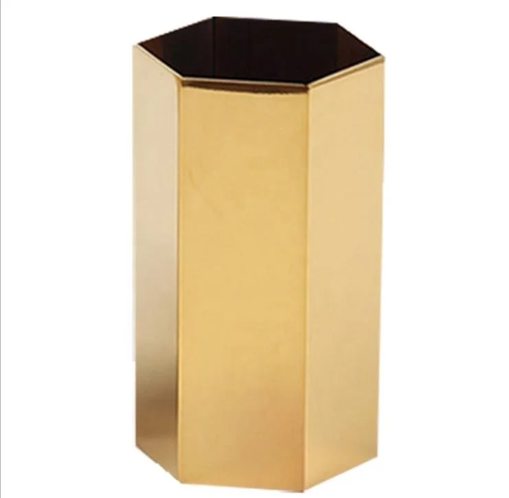 Gold circular Hexagon pen container