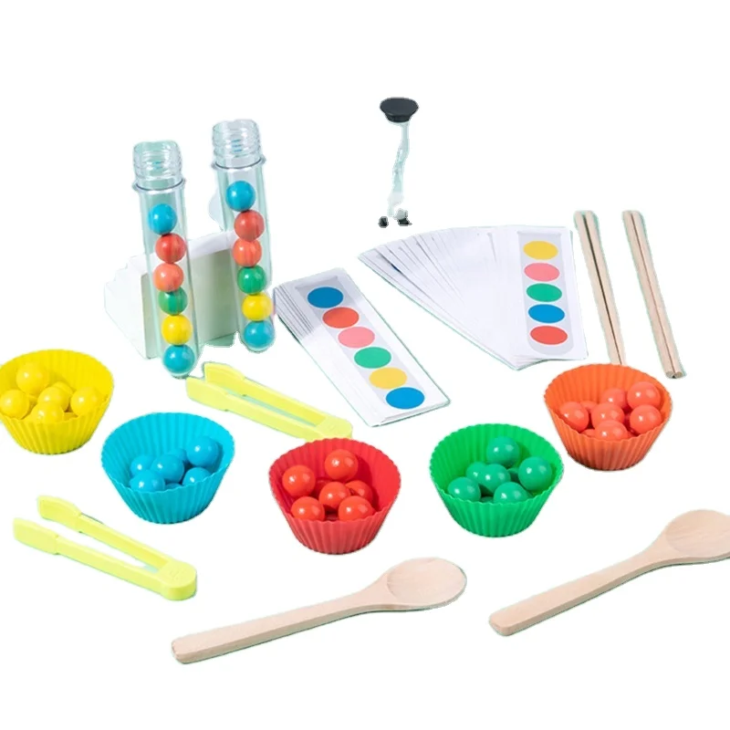 DIY Bead Clip Bead Fine Motor Training Board Game Wooden Montessori Color Classification Stacked Educational Toys
