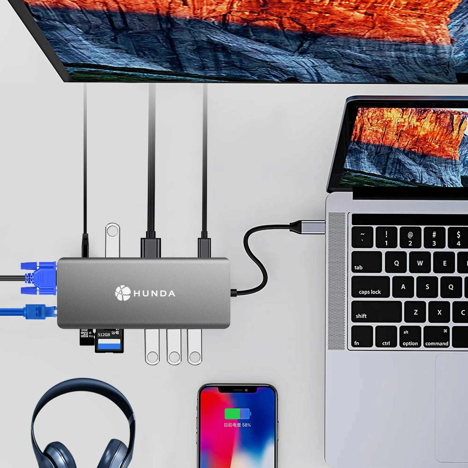  Горячая Распродажа зарядное устройство с 4 портами USB 5 Гбит/с 104 МБ/с. SD и TF-карты Тип C 11 в 1 Адаптер Hub для