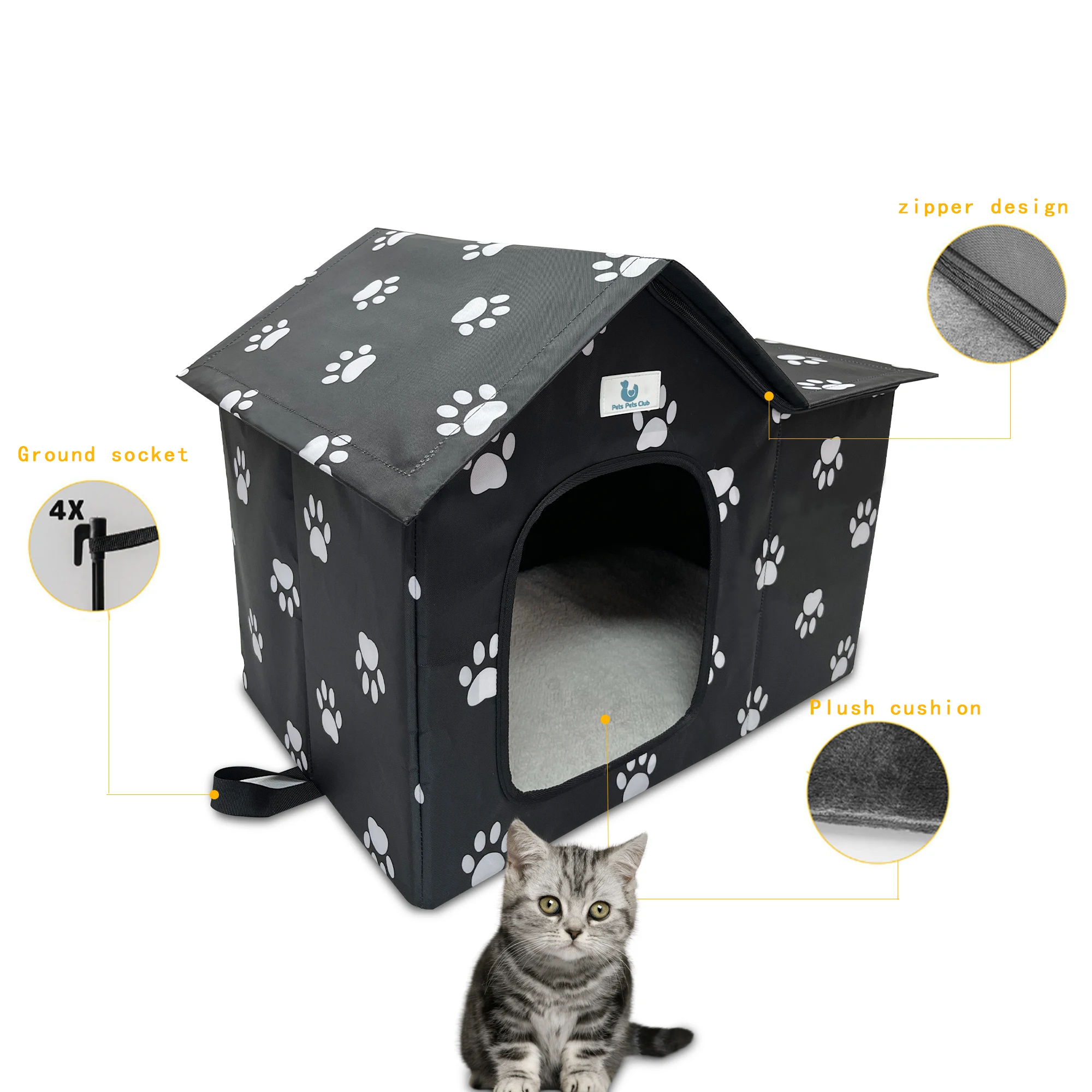 Wholesale Pet House Indoor Outdoor Cat House, Weatherproof Outside Cat Shelter for Feral Cats with Removable Cushion