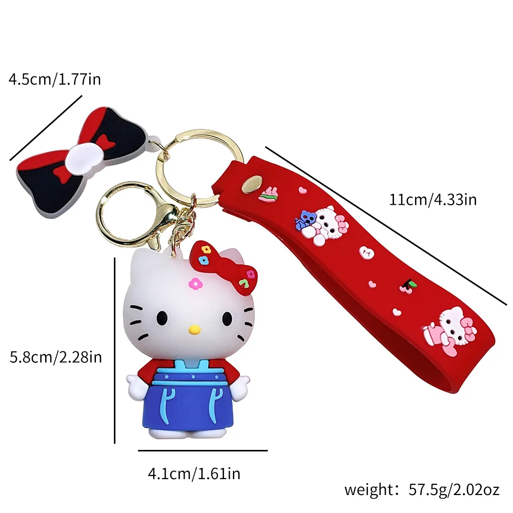 3d Pvc Cute Cartoon Kawaii Anime Cat hello Kitty Keychain Couple Bag Pendant Toy Doll Keyring Birthday Gift silicone key chain