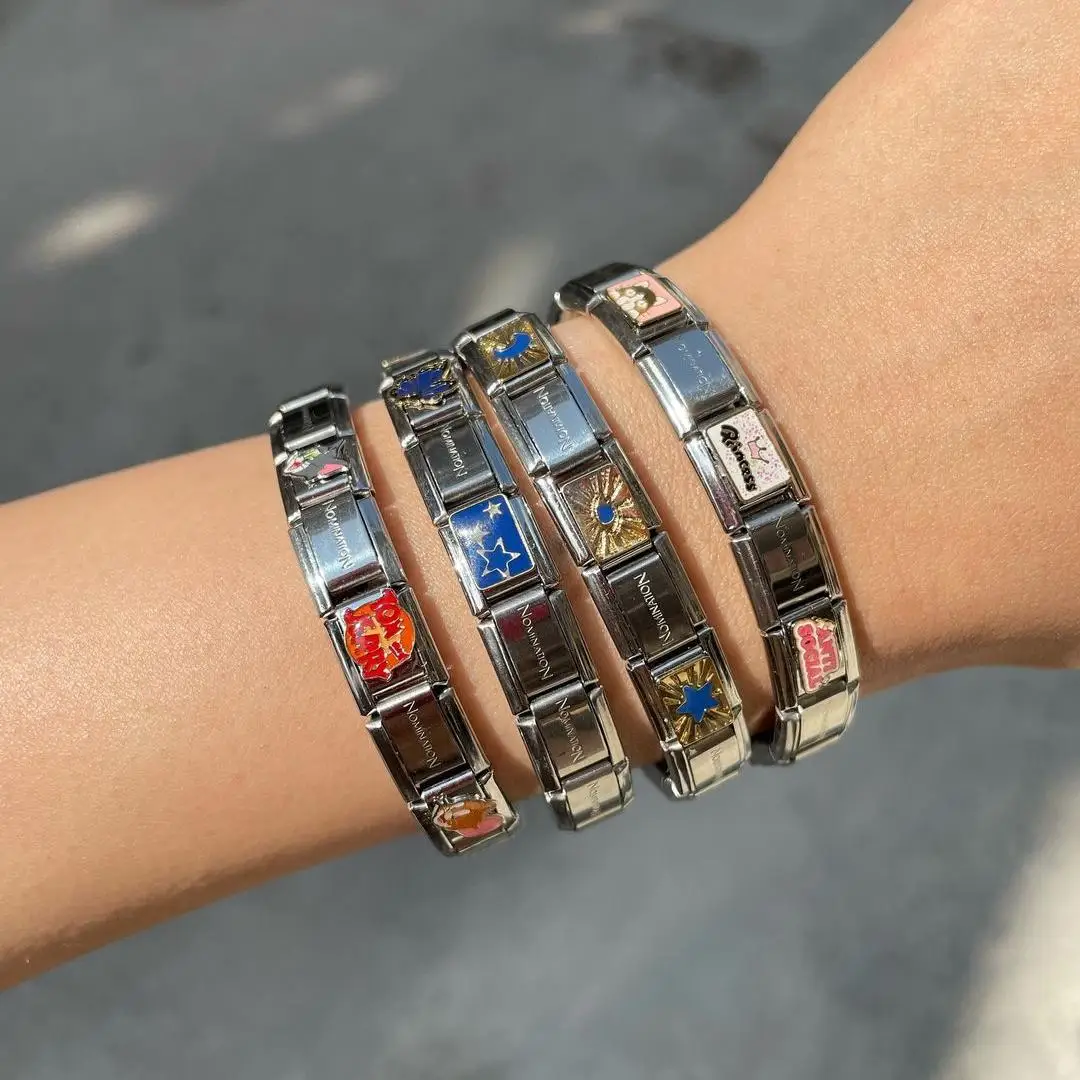 Stainless Steel Fashion Jewelry Bracelets DIY Couple Bracelet Gold Plated Personalized Italian Bracelet For Women Gift