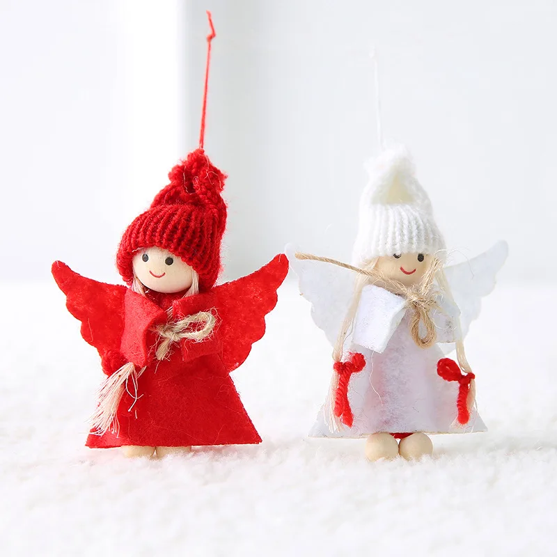 Wholesale Cute Christmas Toy Decoration Knitted Wool Felt Sweet Couple Doll Pendant Gift Scene Layout Ornament