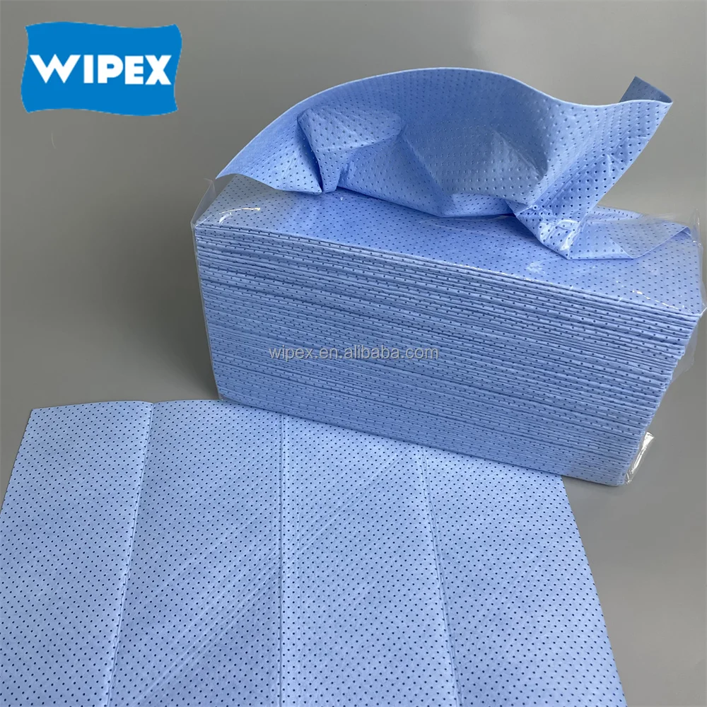 Meltblown Heavy Duty Cleaning Wipes Wipex PP Material Absorbable Non-woven Blue PP Industrial Wipes