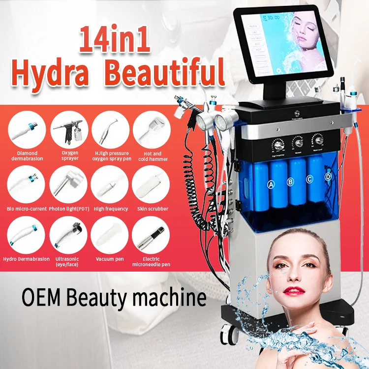 2024 14 in 1 Microdermabrasion facials Aqua Hydra Hydro Hidra Peel facial 6/7/9/10/12/13/14 En 1 Facial Machine