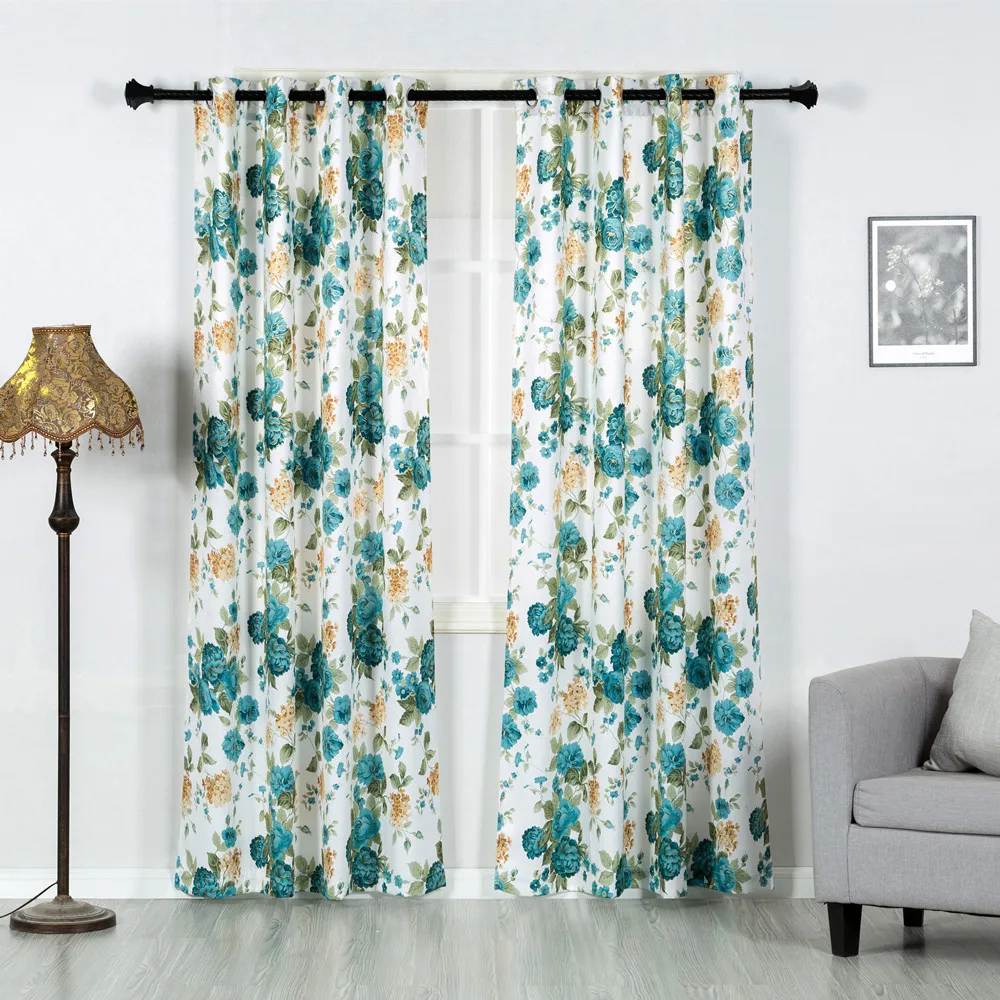 China Factory ready made curtain printed blackout european curtains