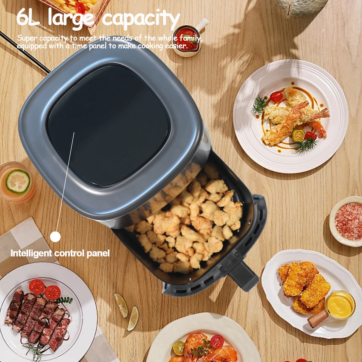 Low fat Non stick and easy to clean Accurate temperature control Transparent Oil free Airfryer fryer air