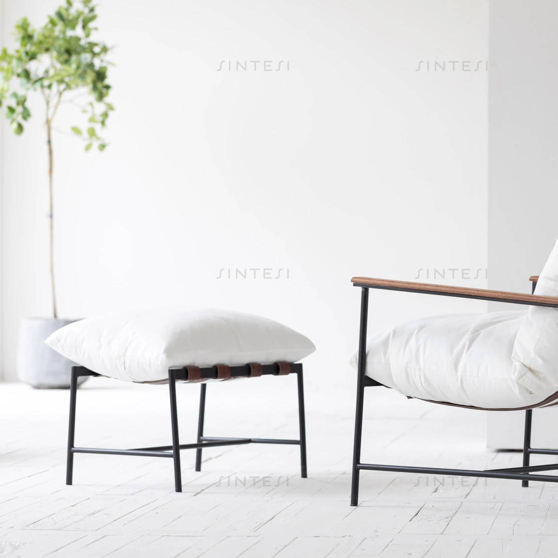 Mid century modern nordic vail ottoman antique boutique furniture wood living chair upholstered dining chair leisure chair