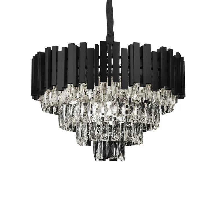 factory suppliers round indoor luxury chandelier black gold LED home Nordic modern crystal Chandeliers & Pendant Lights