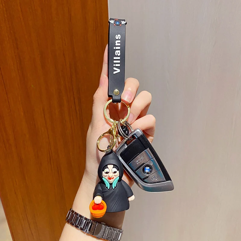 BaiMao personality 3d cartoon witch queen pendant key ring PVC resin custom car key key chain