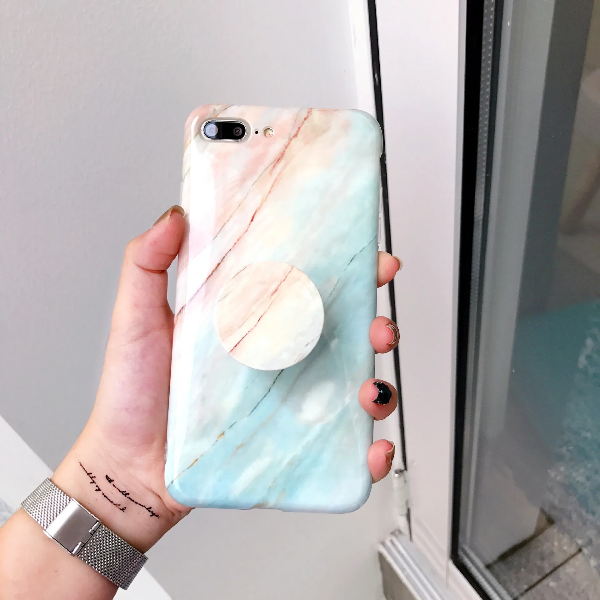 smooth folding bracket protective cover marble cell phone case for iphone XS MAX