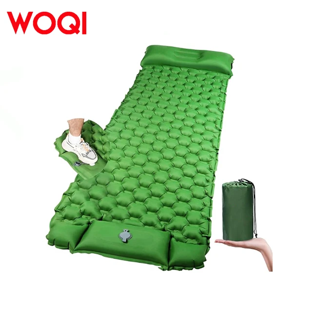 WOQI Camping Compact Backpack Ultra Light Sleep Air Cushion Insulation Inflatable Camping Cushion with Pillow Built in Pump