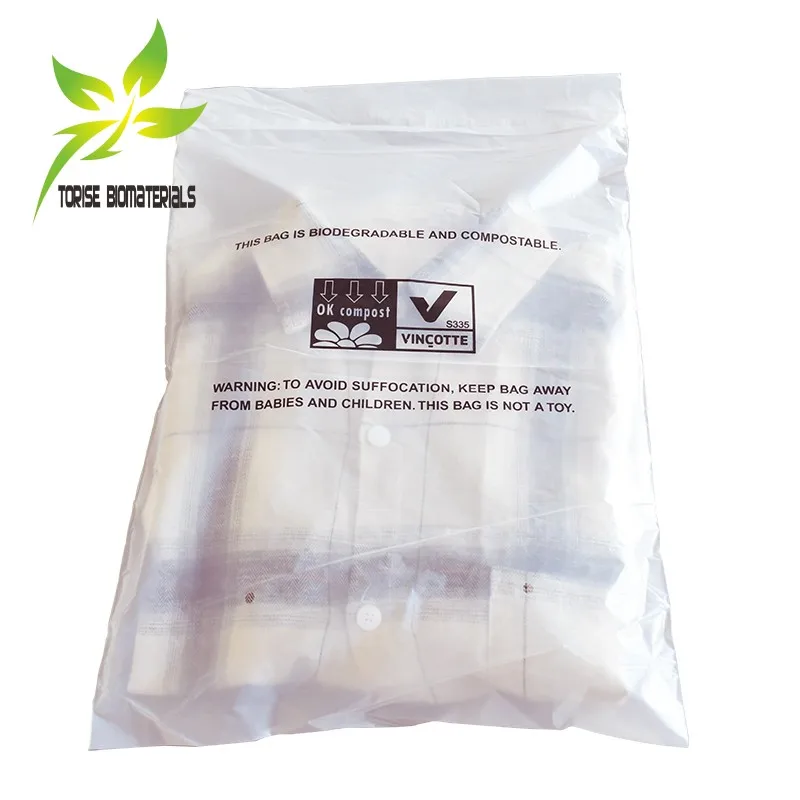Wholesale 100% biodegradable and compostable corn starch plastic self adhesive bags