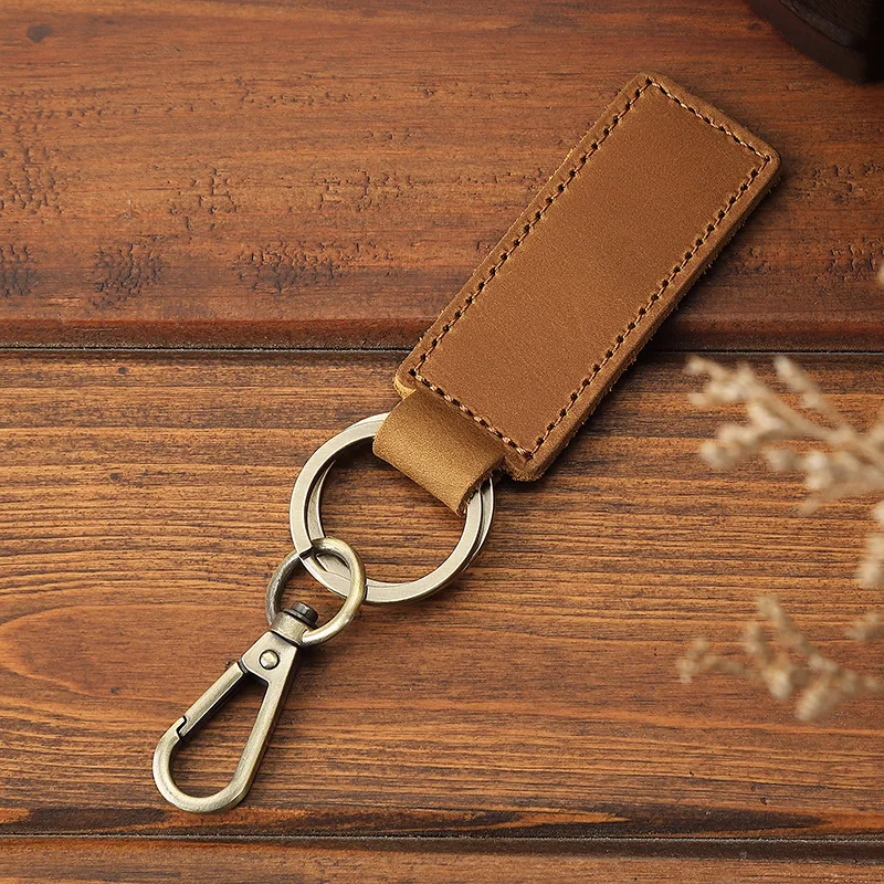 Factory Luxury Cowhide Genuine Leather Casual Vintage Keychain Premium Texture Key Pouch Leather Key Chain