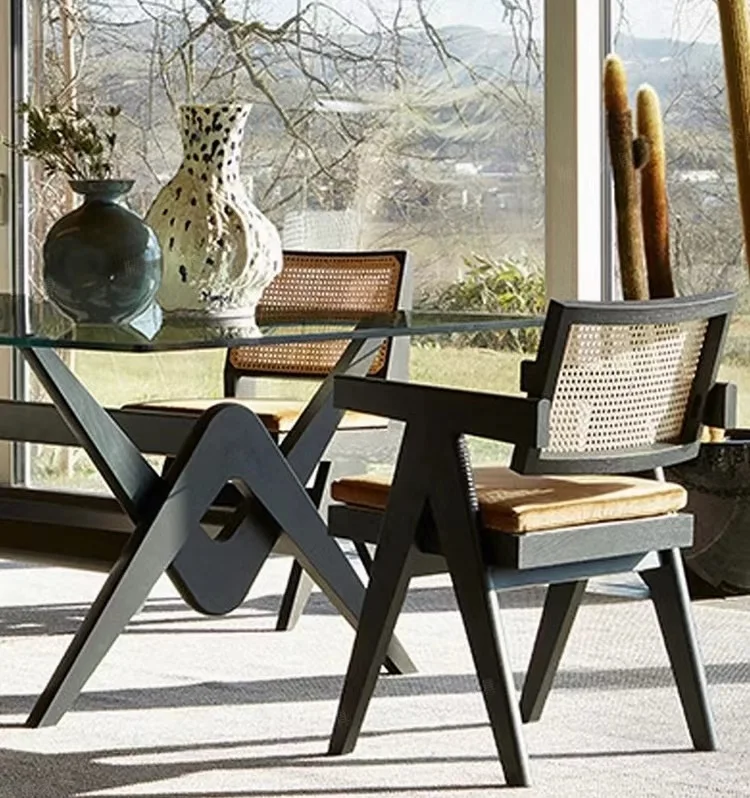 Cheap Price Hot on Sale Home Furniture Dining Fast Food Shop Kitchen Restaurant Solid Wood Rattan Chairs