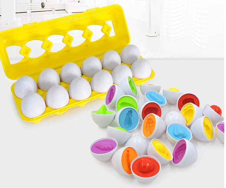 Color Fruit Vegetables Matching Egg Toddler Toy Educational Color Shape Recognition Skills Learning Toy Easter Eggs for Kids