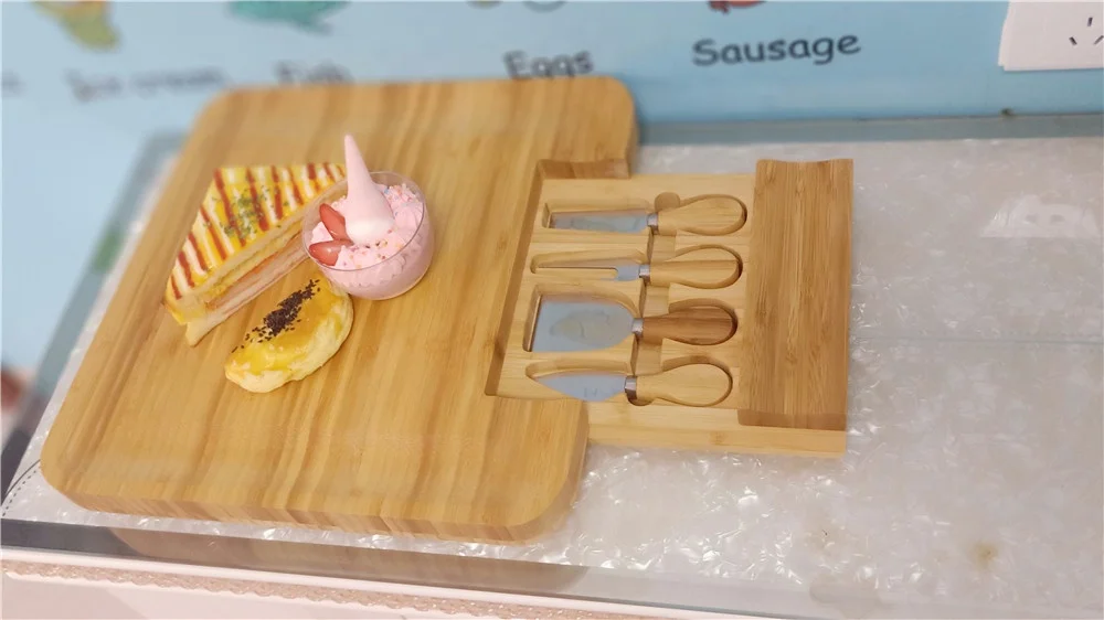  Популярная декоративная бамбуковая разделочная доска с круглым ножом для