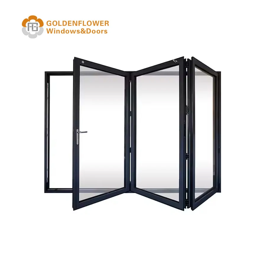 Folding doors inside Interior Aluminum Door Windproof  Double Glass Thermal Break High Quality Bi-Folding Doors Exterior