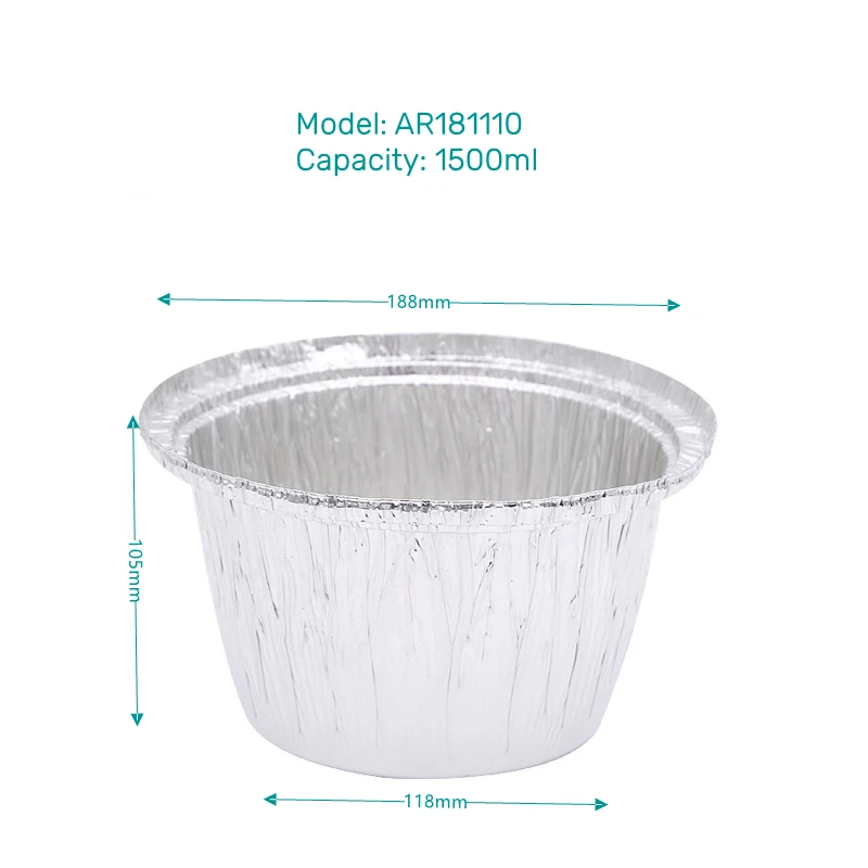 BGI 1500ml round  disposable baking pan/ plates with lids round Cheese Mac aluminum tray for food packaging