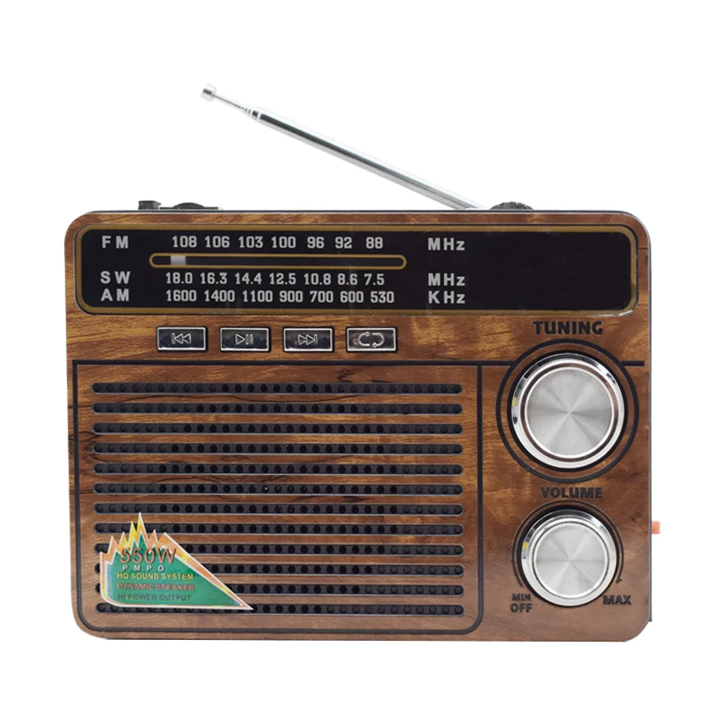 Ретро Дизайн Перезаряжаемый MP3-плеер AUX AM FM SW многополосное домашнее радио с фонариком