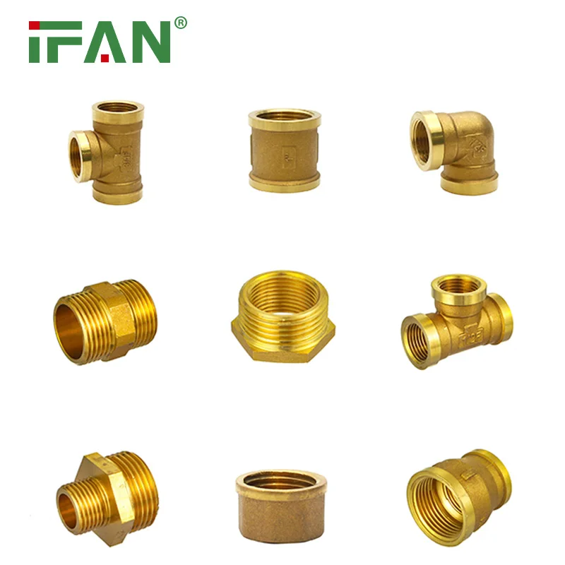 IFAN Factory Direct Brass Pipe And Fittings All Types Brass Plumbing Fittings 1/2 Inch Equal Tee Elbow Brass Fittings