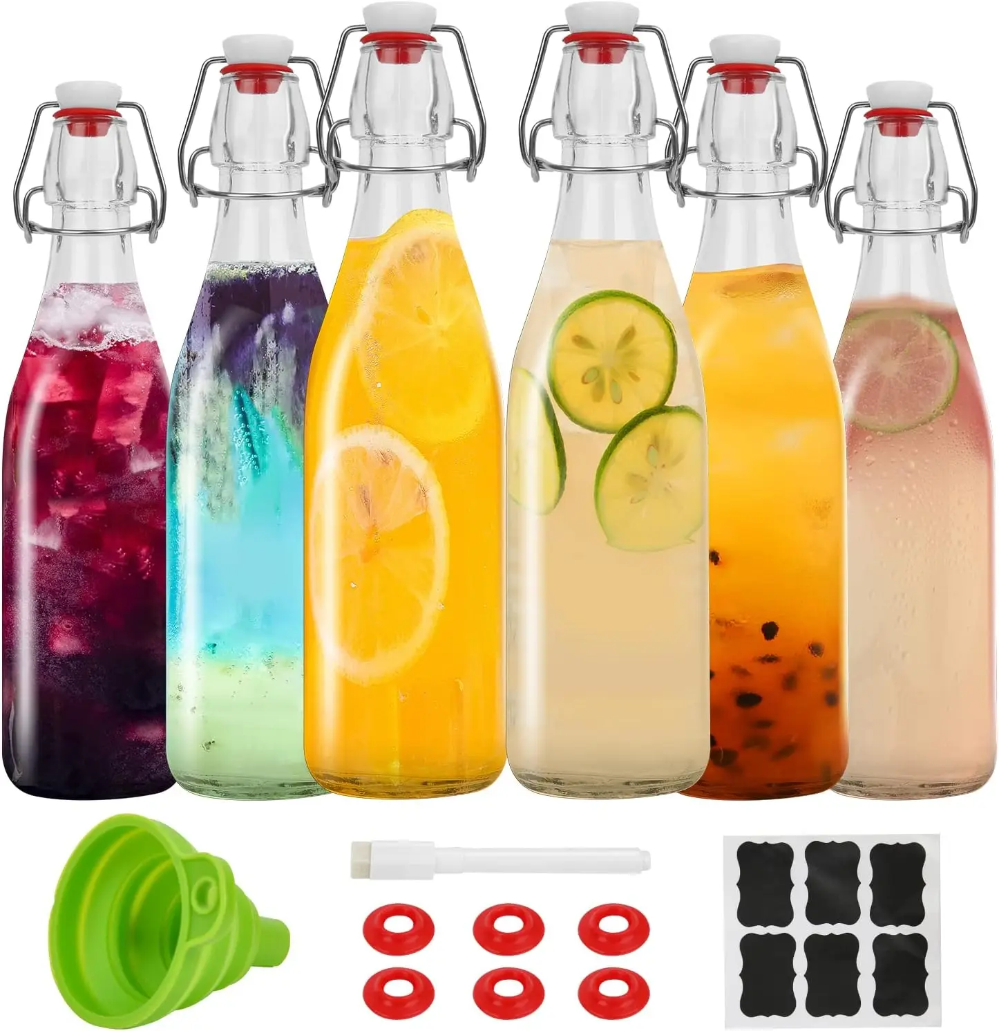 2023 Best Selling 16oz 32oz glass beer bottles Round Swing Top Easy Cap Clear Glass Beer Bottles