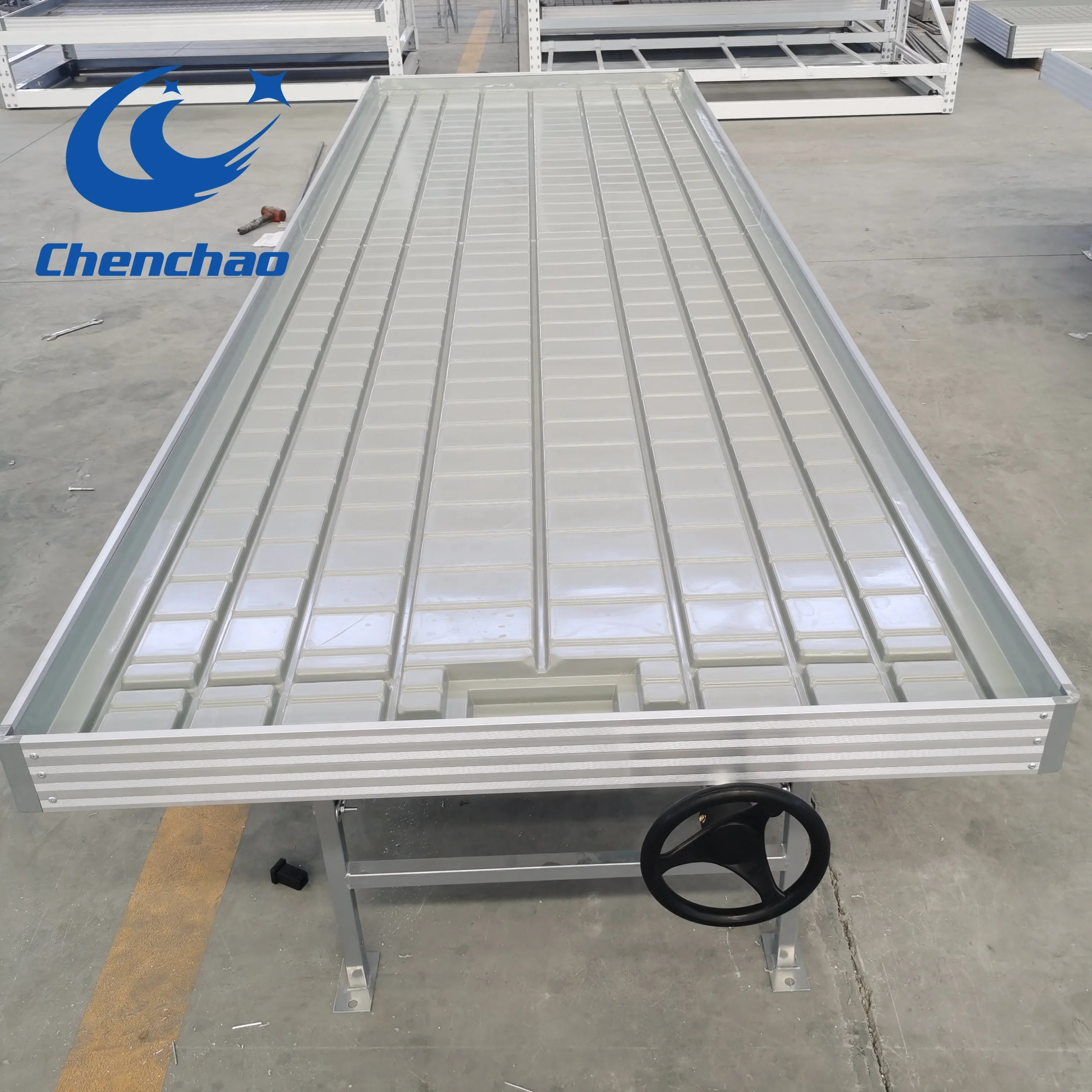 Aluminum frame with hot galvanized greenhouse Ebb and Flow rolling bench