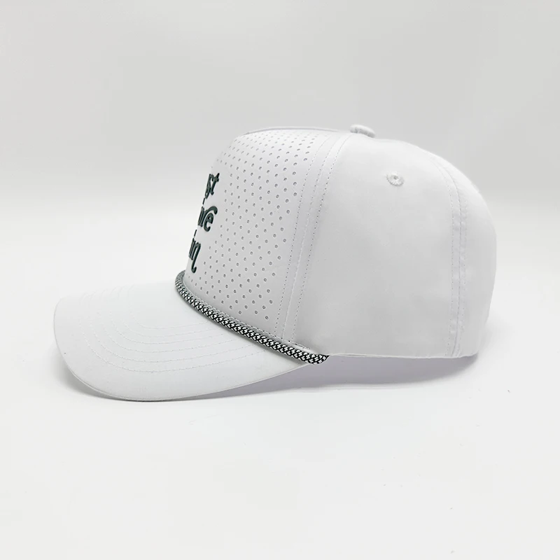 Custom Logo Waterproof Sport Golf Rope Hat Laser Hole Melin Perforated Hats 5 Panel Gorras Baseball Caps For Man