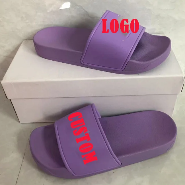 Custom 3D Embossed Logo Letters Printed Slides Sandals Branded Men Slide Slipper PVC EVA Rubber Sliders Manufacturer