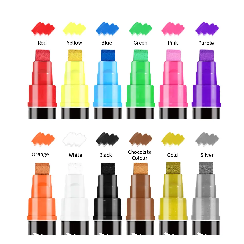 Colored Marker Pens Plastic Pp Paint Permanent Marker Pens Black Acrylic Color Marker Pen For Cd Shoes