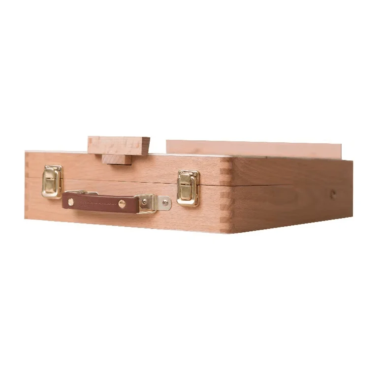 Beech Wood Multifunctional Portable Oil Painting Box Desktop Desktop Easel Rounded Corner Painting Box Sketching Easel