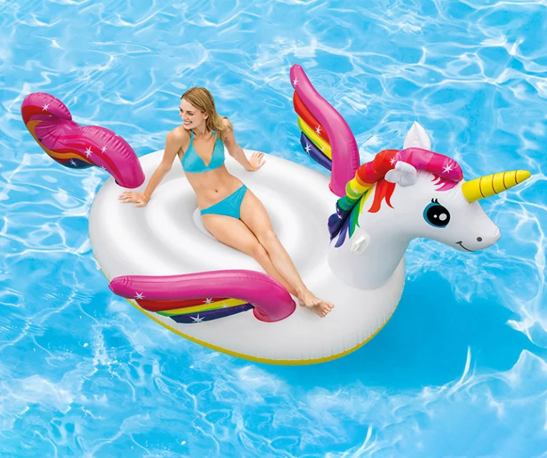 INTEX57281 Big Adult Swim Ring Unicorn With Wings Inflatable Water Floating Cushion