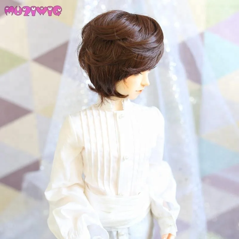 Heat Resistant Synthetic Fiber Dark Brown Boy Style Handsome Short doll wig hair for SD 1/3 1/4 1/6 bjd dolls