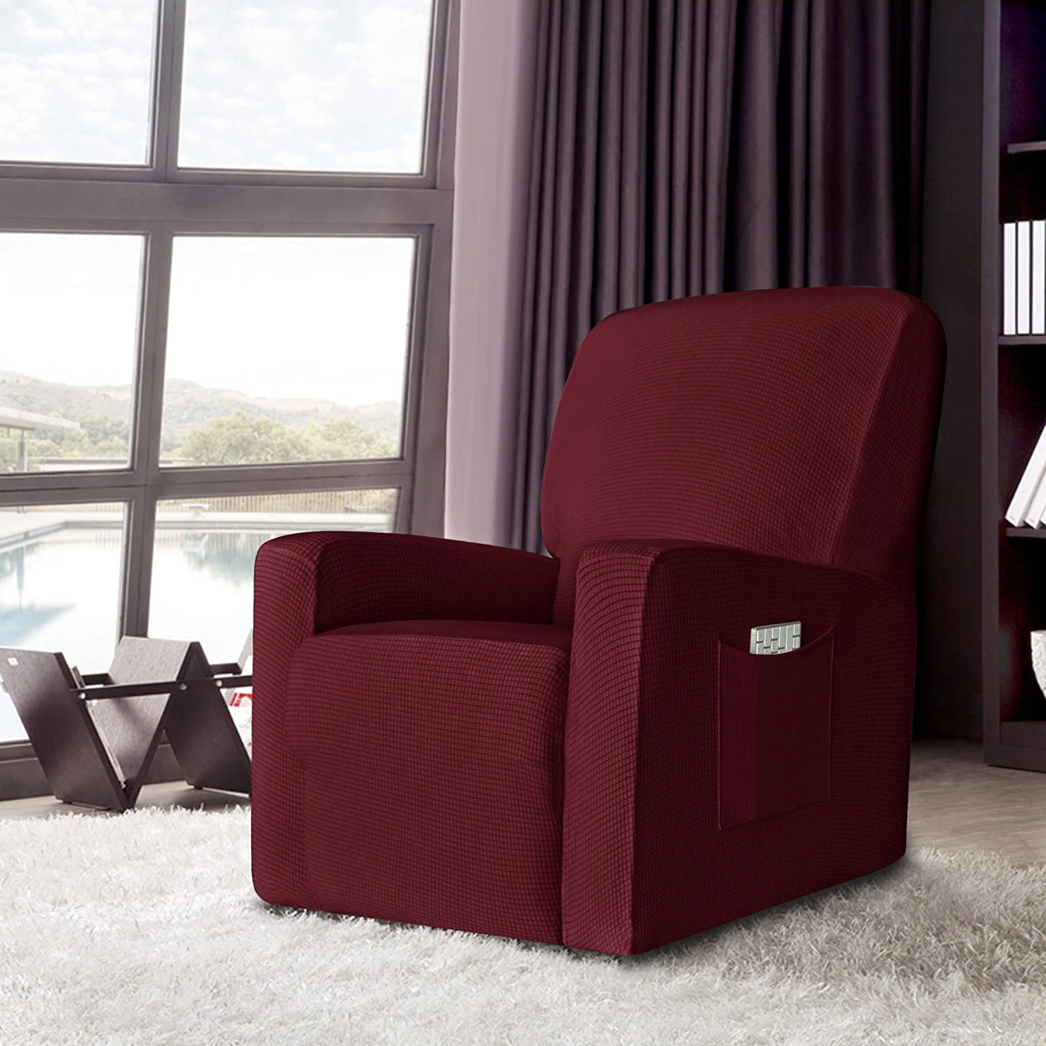 Jacquard Plush Recliner Couch Covers Chair Cover 1-Seat Stretch Reclining Sofa Slipcover Recliner Sofa Covers