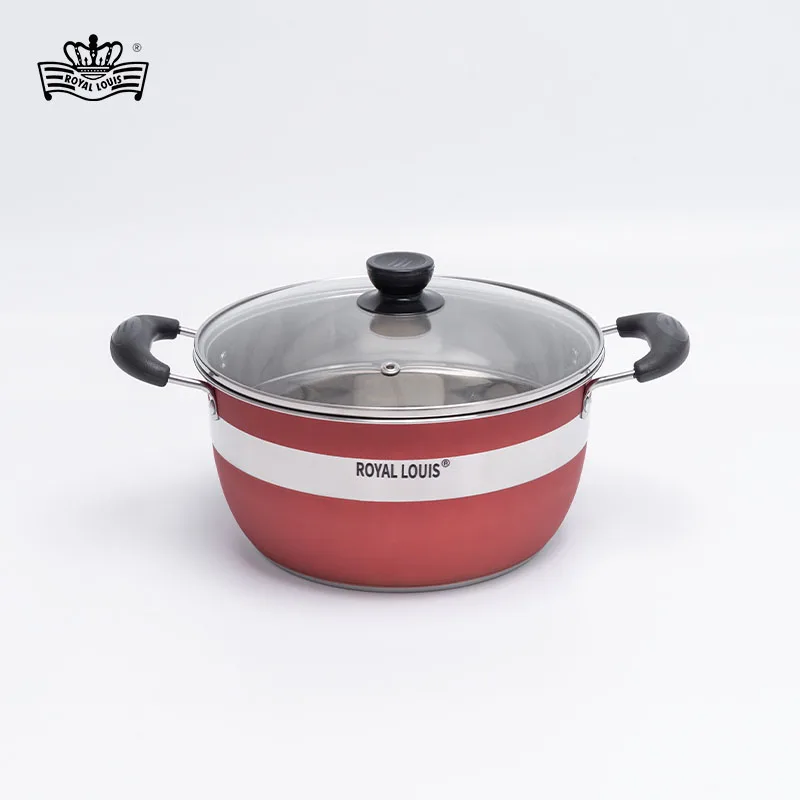 Red And Sliver 12PCS Pot Set With Anti-Scald Handle Cookware Set Less Smoky Easy Clean Kitchenware cookware sets
