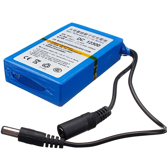 Factory Wholesales DC-12300 DC 12V 3000mAh Rechargeable lithium ion polymer battery for CCTV camera GPS Lan router