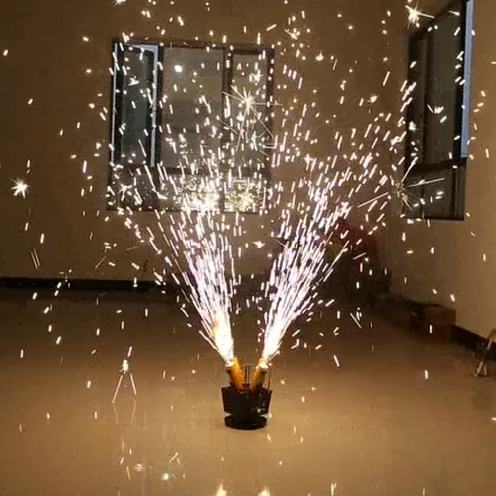 Remote control rotating indoor pyrotechnic stage fountain machine fireworks firing system cold pyro machine for wedding decor