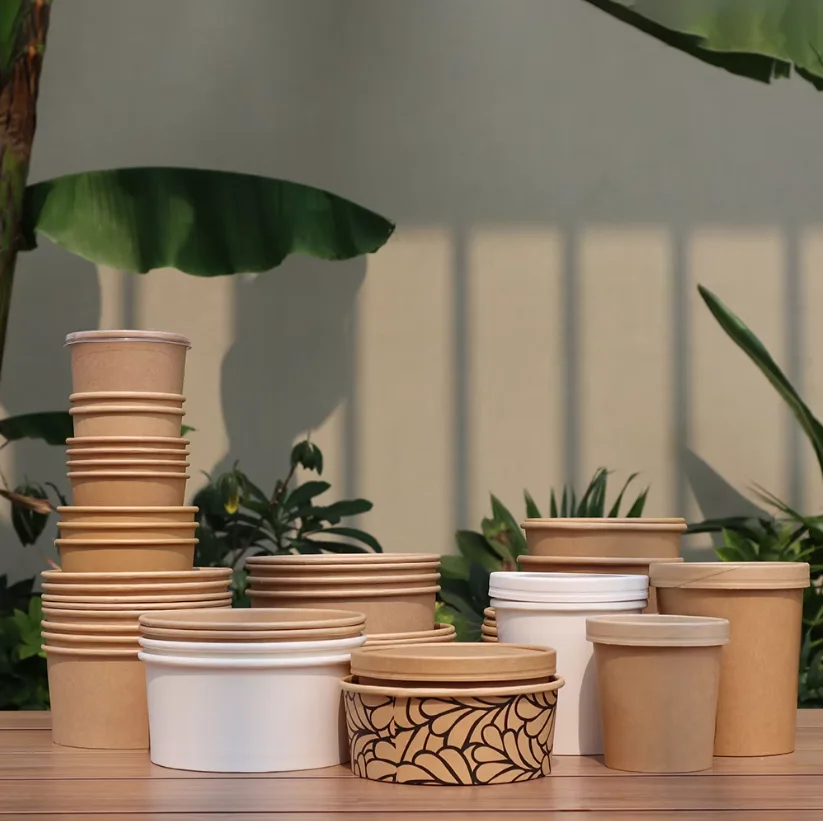 Good Performance Food Grade Disposable Paper Box Kraft Material paper Lunch Box for Food Packaging