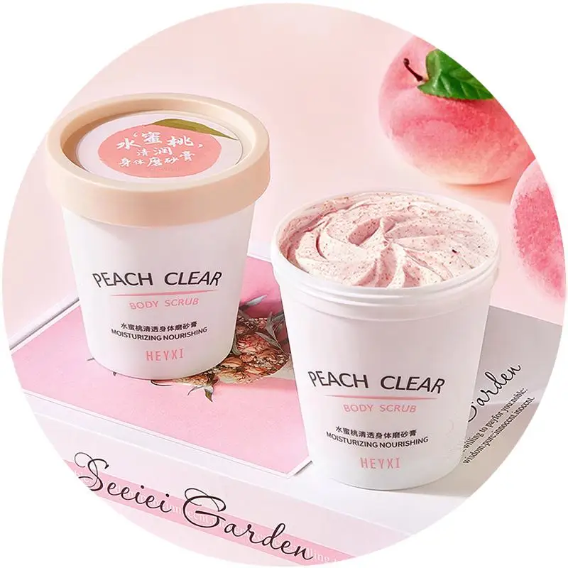 
Private label peach cream pink organic exfoliator body scrub, Custom whitening scrub body care, bulk natural vegan body scrub 