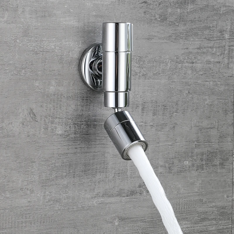 Mop pool faucet wall mounted all copper splash proof extended universal rotary balcony bathroom extra short universal small fauc