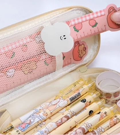 Double Cute Transparent Pen Bag Large Capacity Simple Zipper Student High Appearance Level Portable Pencil case