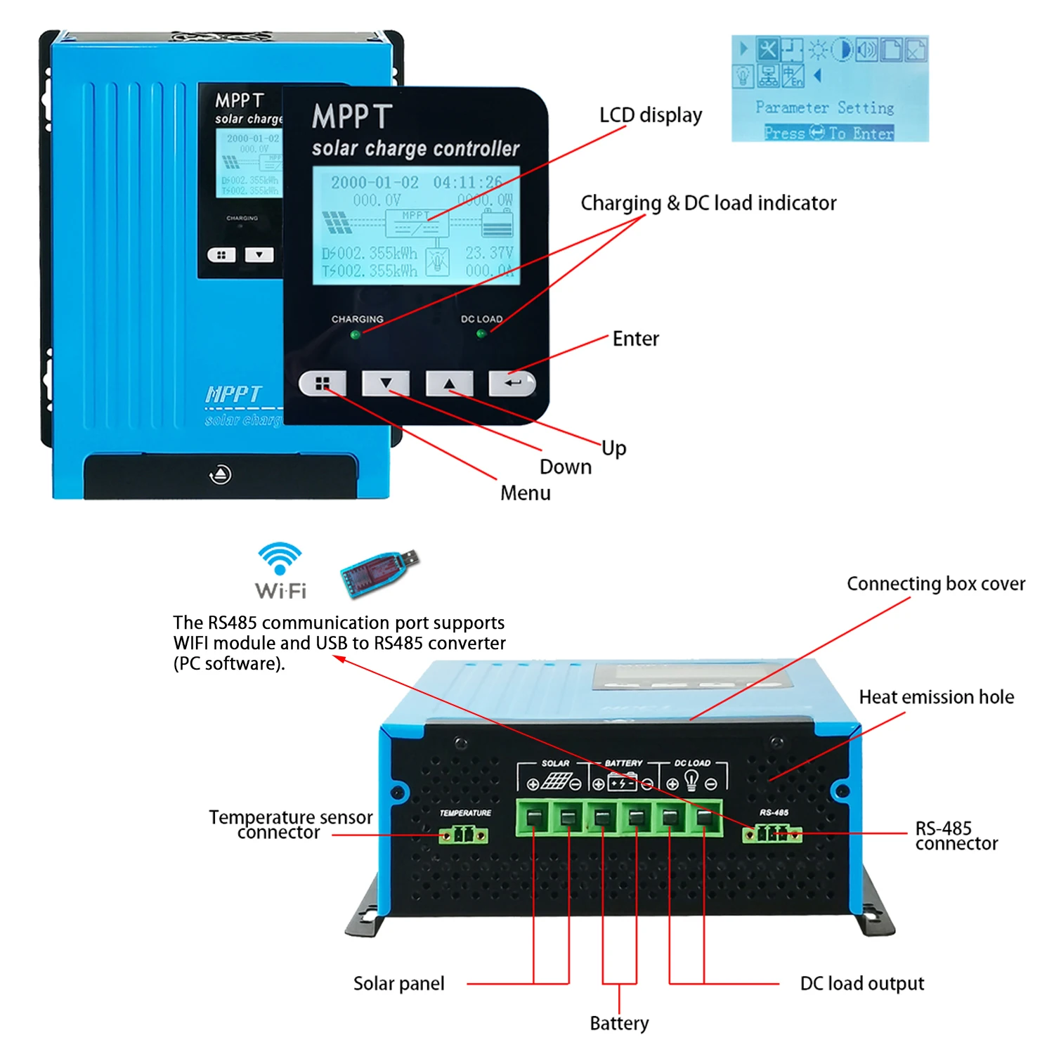 60a/40a/30a/20a 12v 24v Auto Solar Charge Controller Output Solar Cell Panel Regulator Pv Regulator With Load