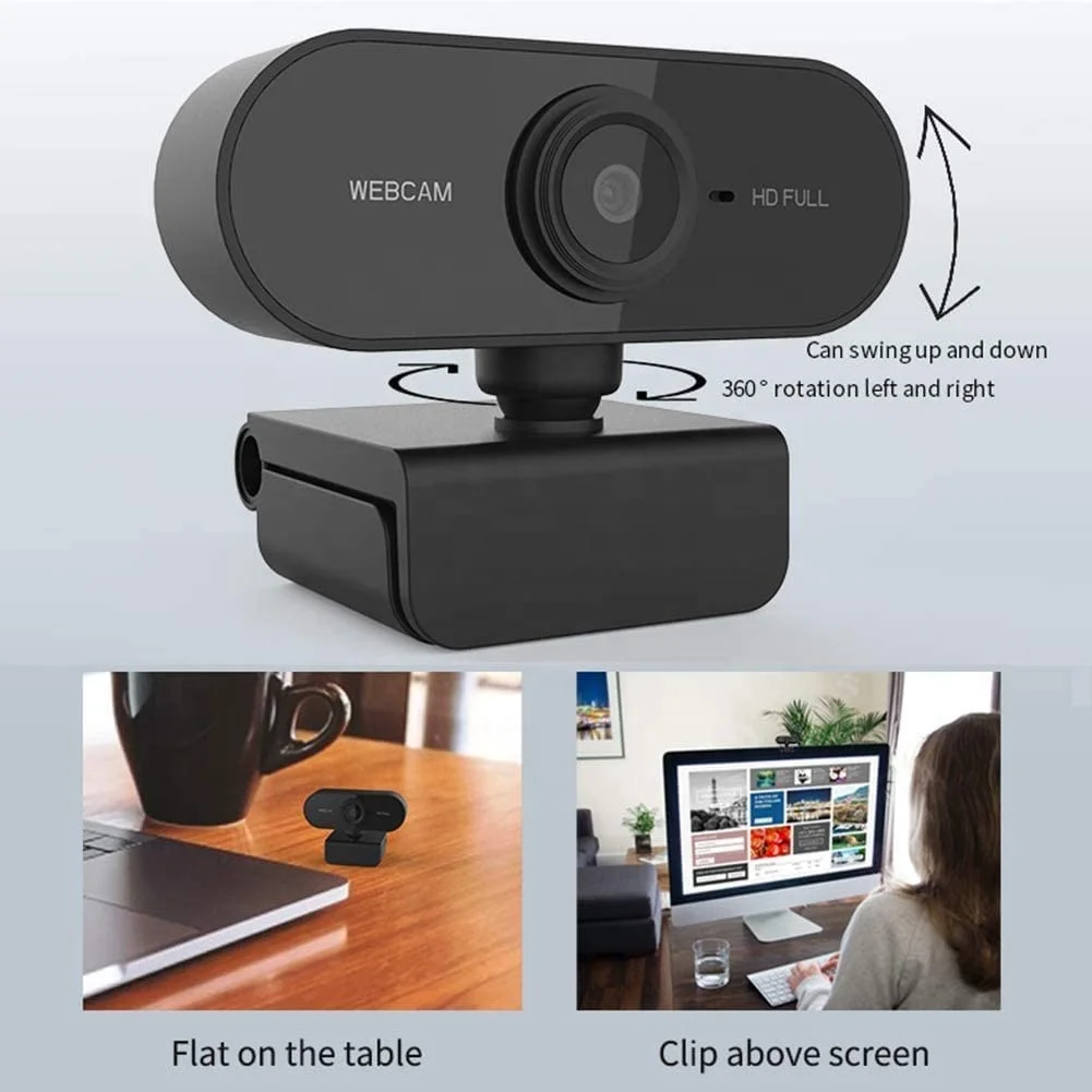 PC HD  Webcam 1080P  Web Cam Built-in Mic Plug and Play Drive-Free Flexible Rotatable Clip USB 2.0 Laptops and Desktop Webcam