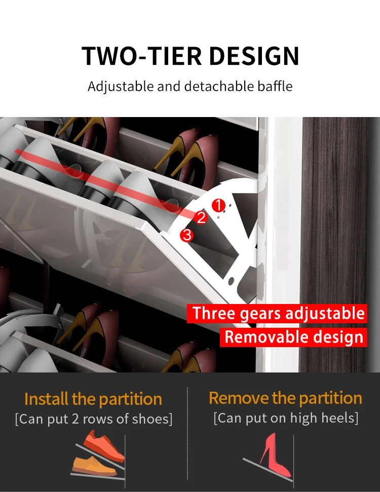 Manufacturers price high glossy hidden classic tipping bucket shoe storage cabinet for doorway shoe racks